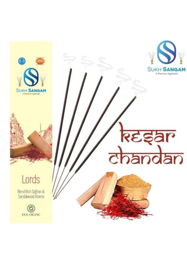 Sukh Sangam Kesar Chandan Incense Sticks / Agarbatti for Worship - 35g - Image 2