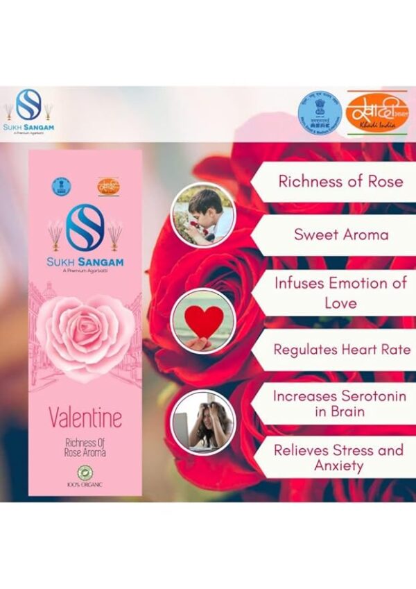 Sukh Sangam Rose Incense Sticks / Agarbatti for Worship - 50 g - Image 3