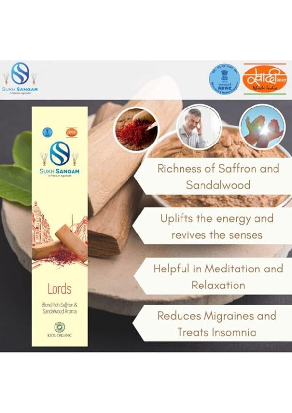 Sukh Sangam Kesar Chandan Incense Sticks / Agarbatti for Worship - 35g - Image 4