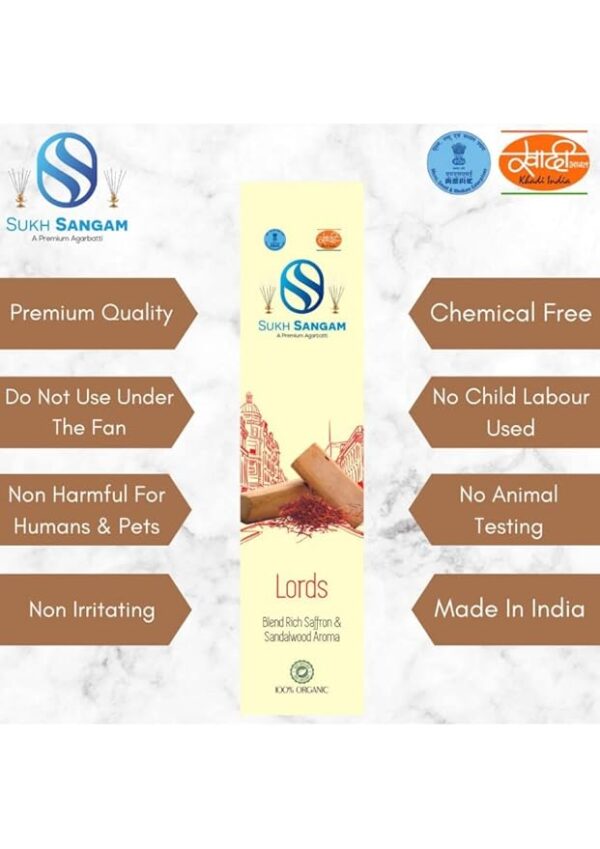 Sukh Sangam Kesar Chandan Incense Sticks / Agarbatti for Worship - 35g - Image 5