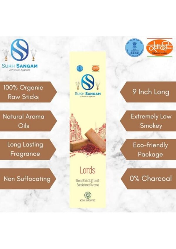 Sukh Sangam Kesar Chandan Incense Sticks / Agarbatti for Worship - 35g - Image 6